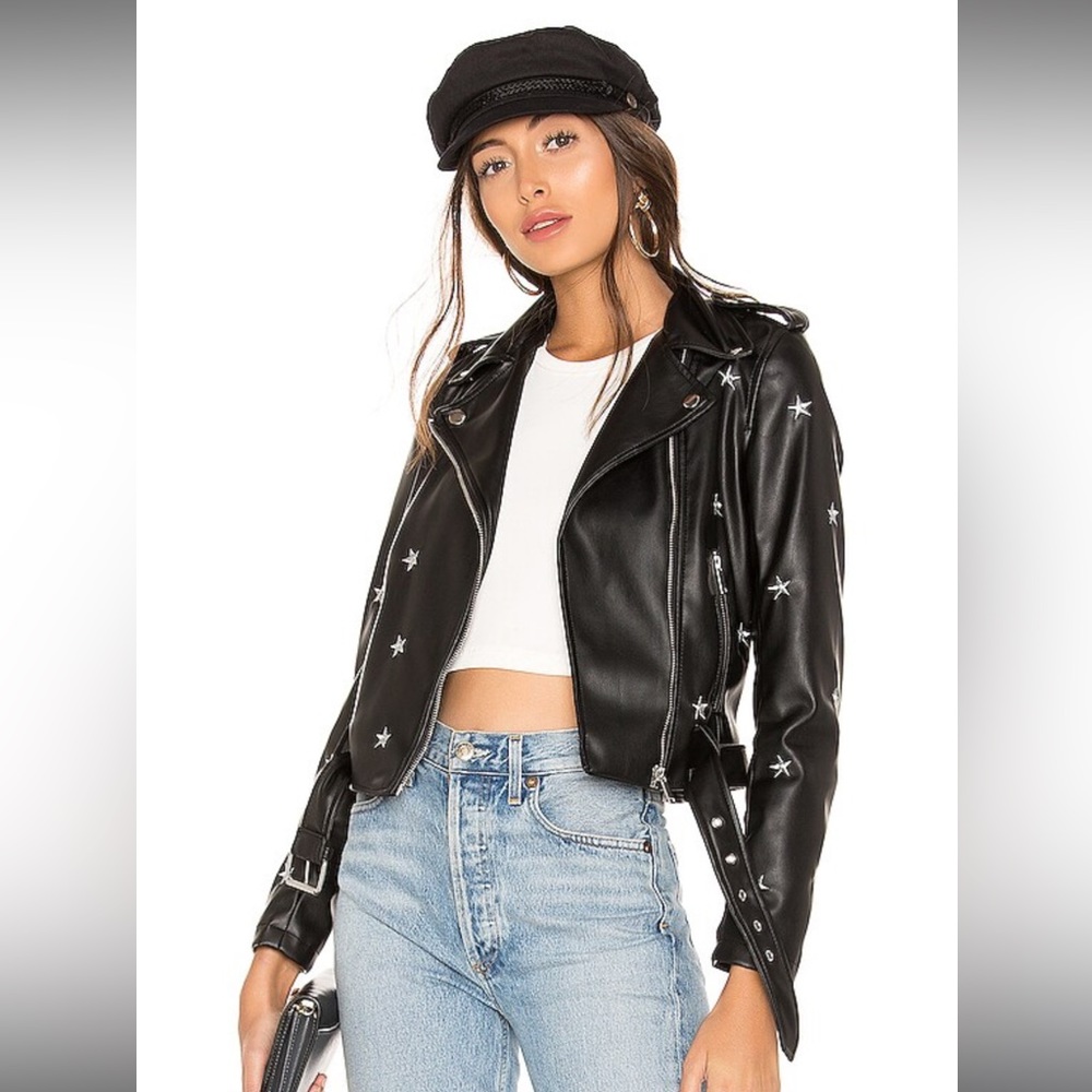 NWOT superdown lydia embroidered moto jacket size small